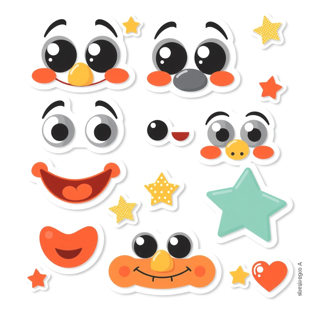 Arkusz naklejek: śmieszne buźki - Szablony - Prima Aprilis