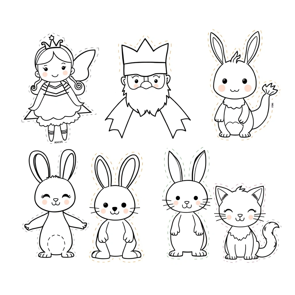 Szablony pacynek — arkusz do druku - Szablony - Dzień Postaci z Bajek (alt)