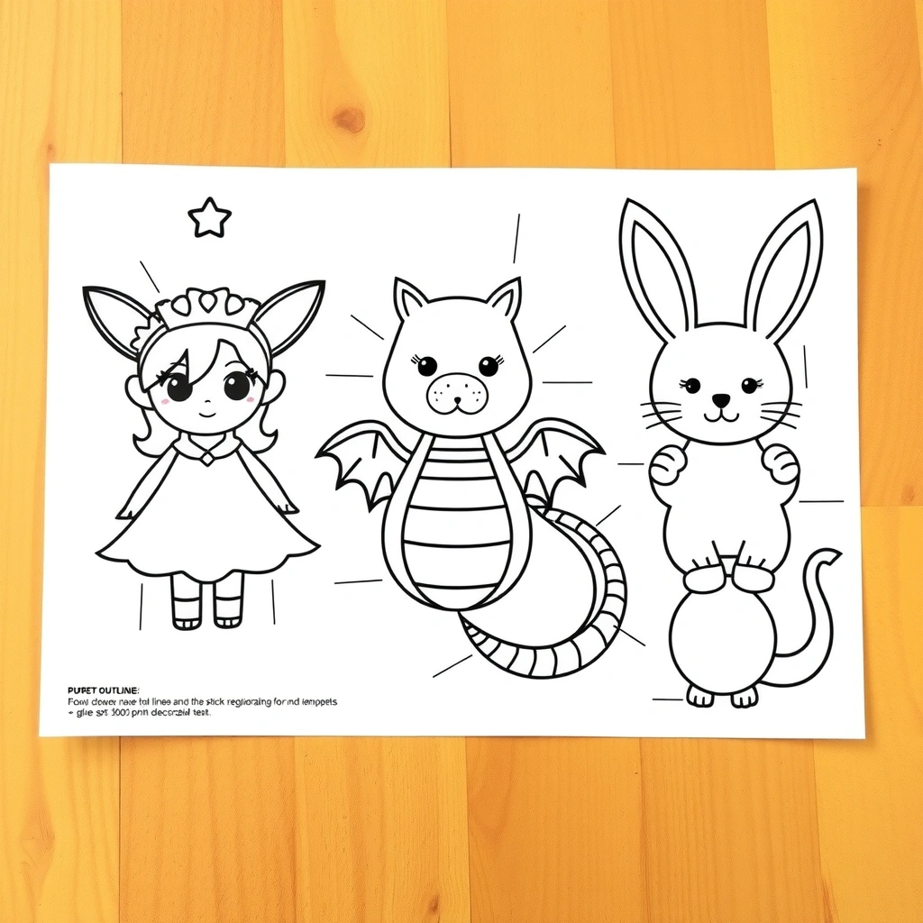 Szablony pacynek — arkusz do druku - Szablony - Dzień Postaci z Bajek (alt)