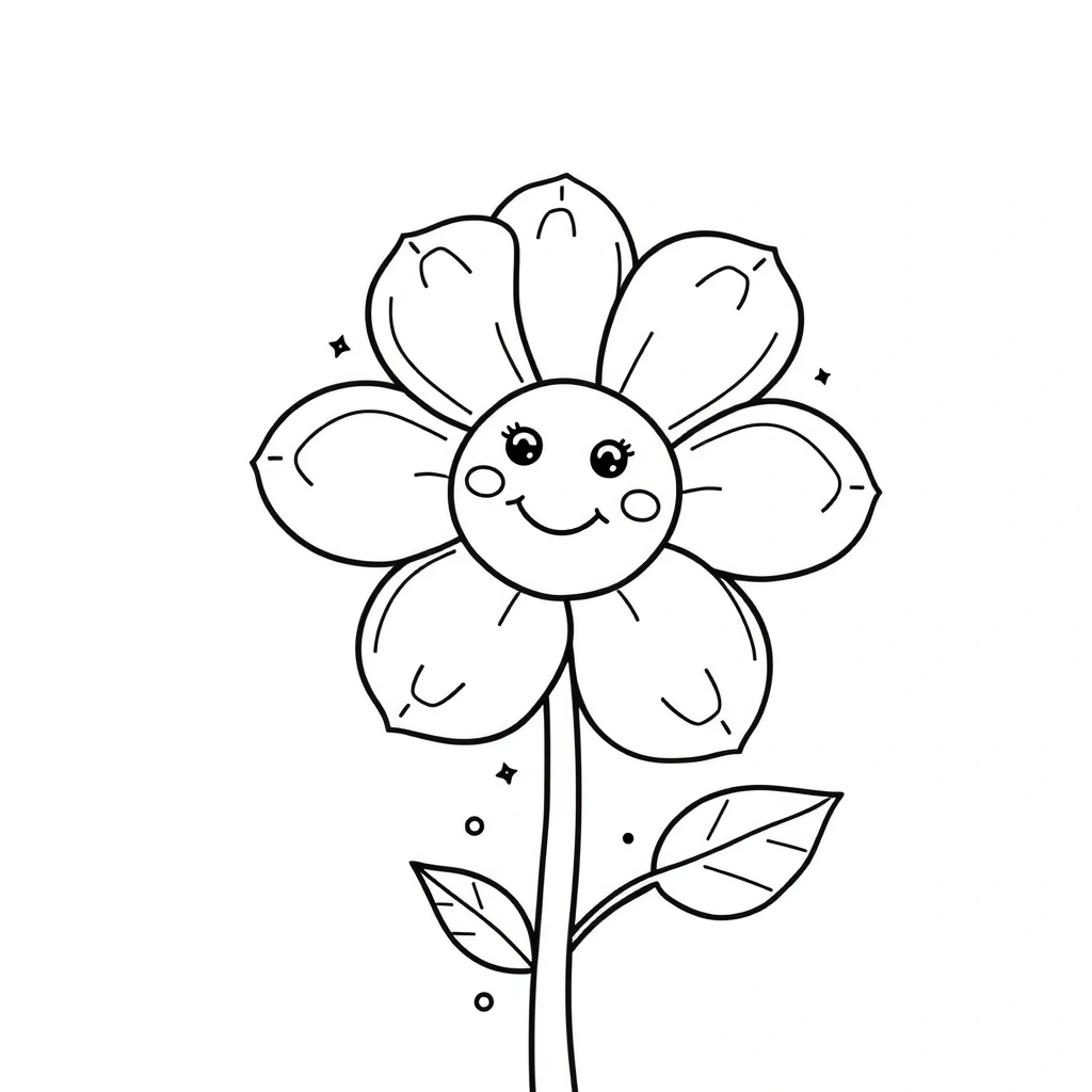 Kolorowanka: Kwiat na patyczku - Kolorowanki - Dzień Kobiet