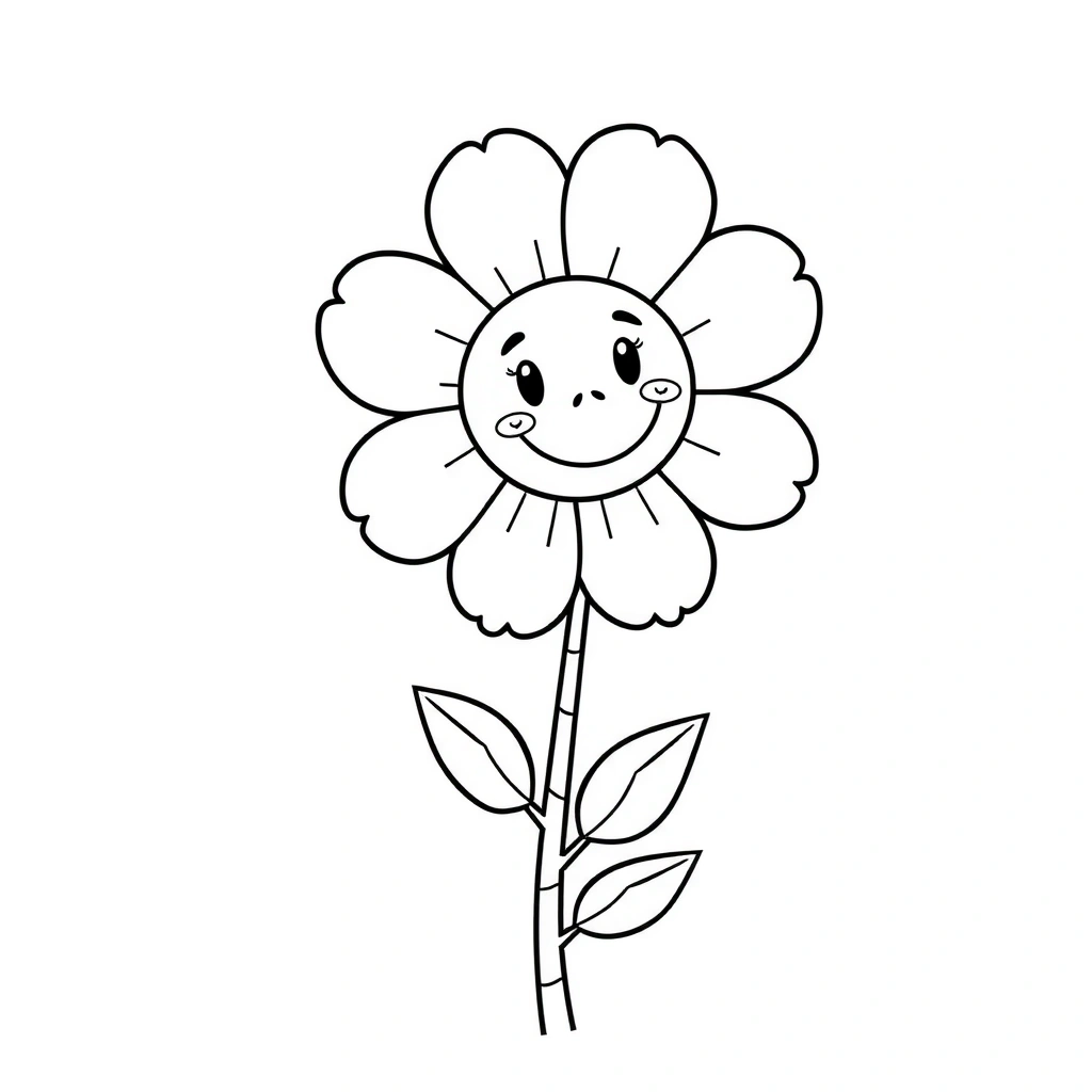 Kolorowanka: Kwiat na patyczku - Kolorowanki - Dzień Kobiet