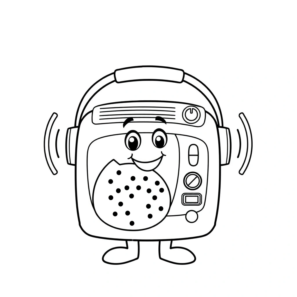 Kolorowanka: radio i fale dźwięku - Kolorowanki - Dzień Radia (kwiecień)