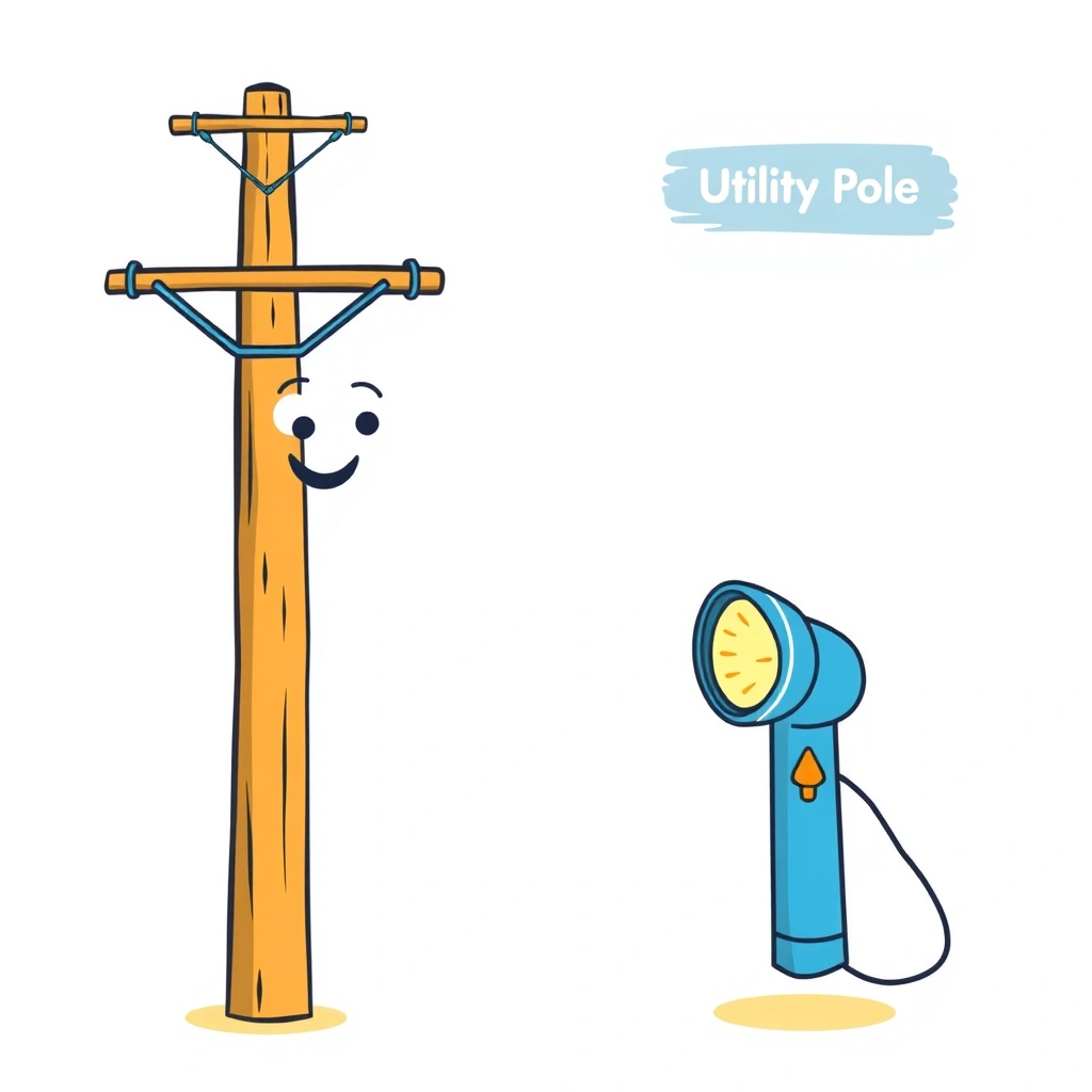 Ilustracja słupa energetycznego i latarki (wprowadzenie) - Materiały - Dzień Energetyka