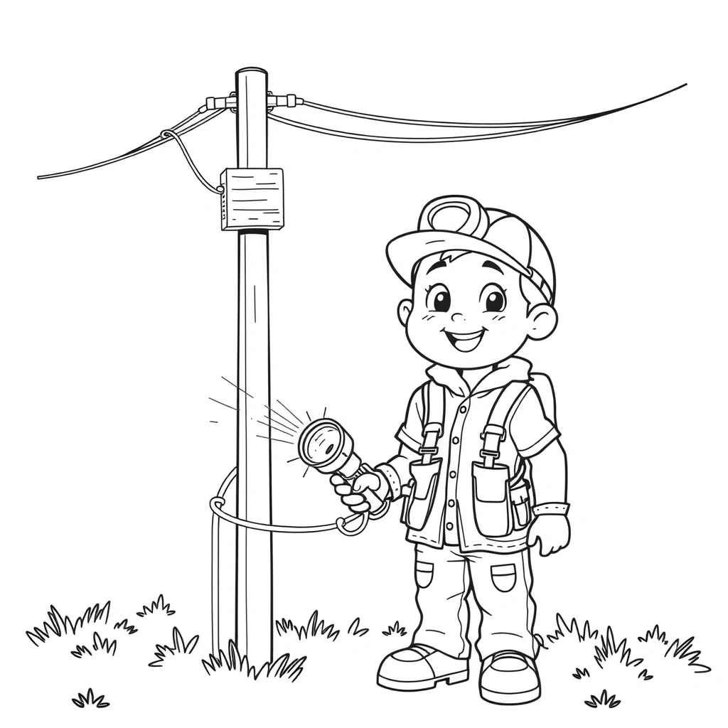 Kolorowanka: Mały Energetyk - Kolorowanki - Dzień Energetyka