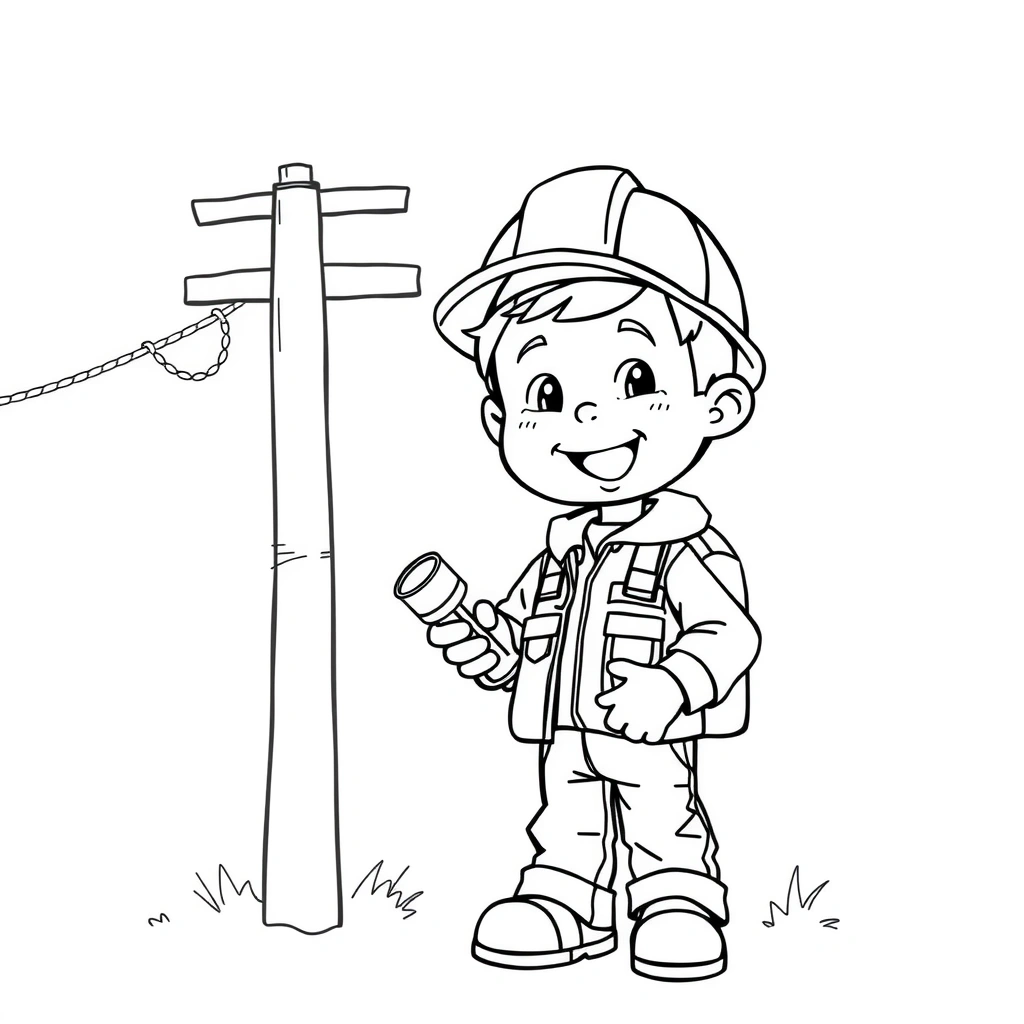 Kolorowanka: Mały Energetyk - Kolorowanki - Dzień Energetyka