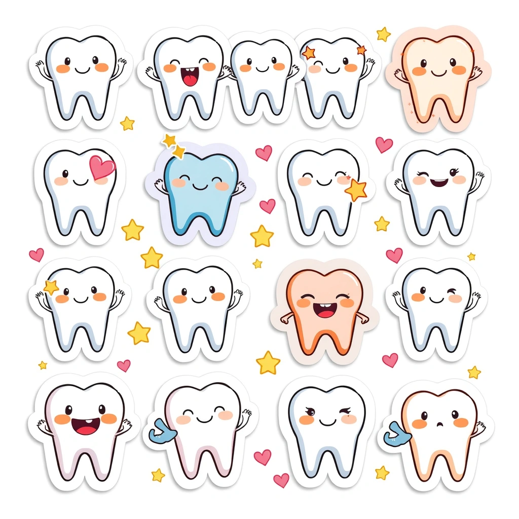 Arkusz naklejek pochwały — uśmiechnięte zęby - Materiały - Dzień Dentysty