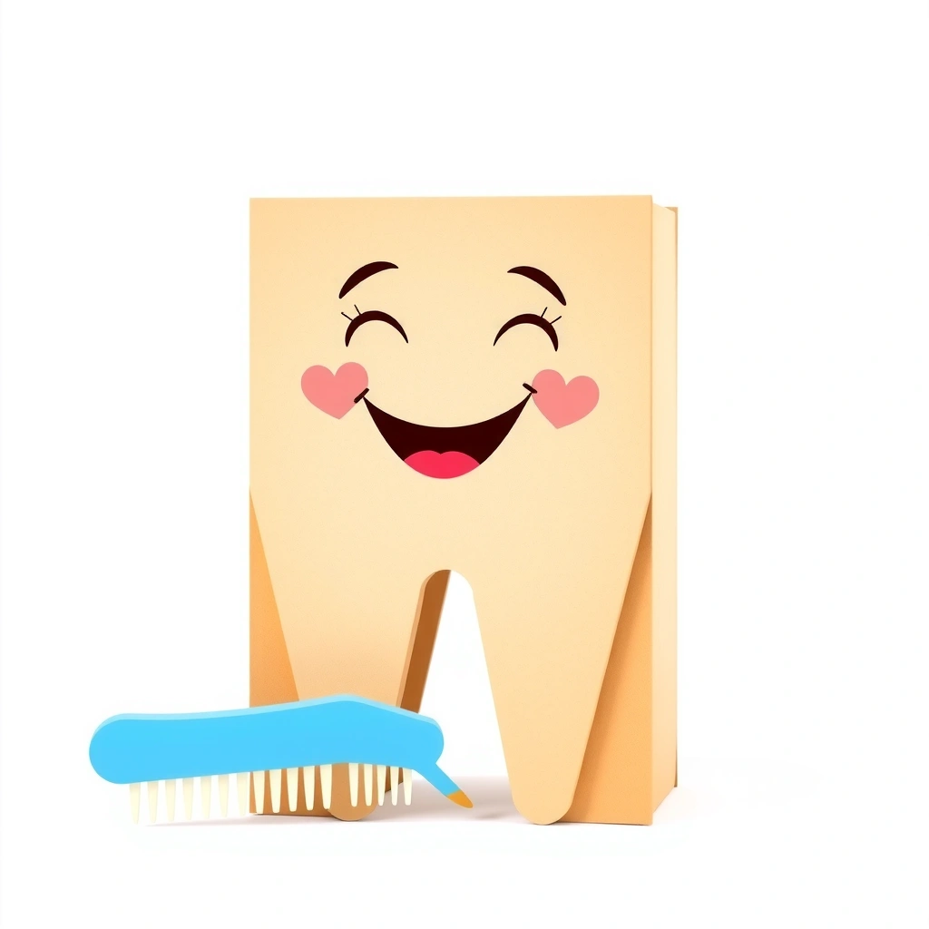 Ilustracja dużej szczoteczki i modelu zęba - Materiały - Dzień Dentysty