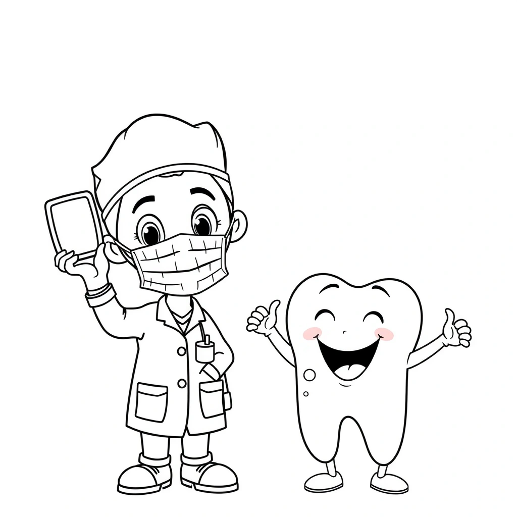 Kolorowanka: Dentysta i dziecko - Kolorowanki - Dzień Dentysty