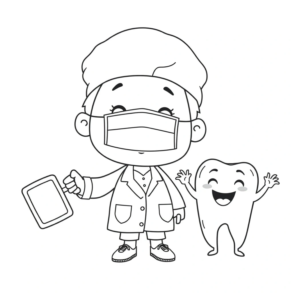 Kolorowanka: Dentysta i dziecko - Kolorowanki - Dzień Dentysty
