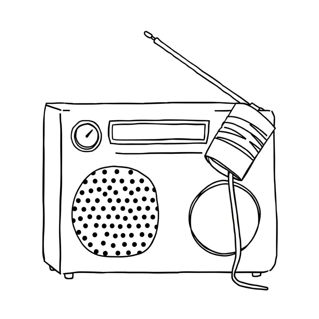 Strona kolorowanka — radio i mikrofon - Kolorowanki - Dzień Radia