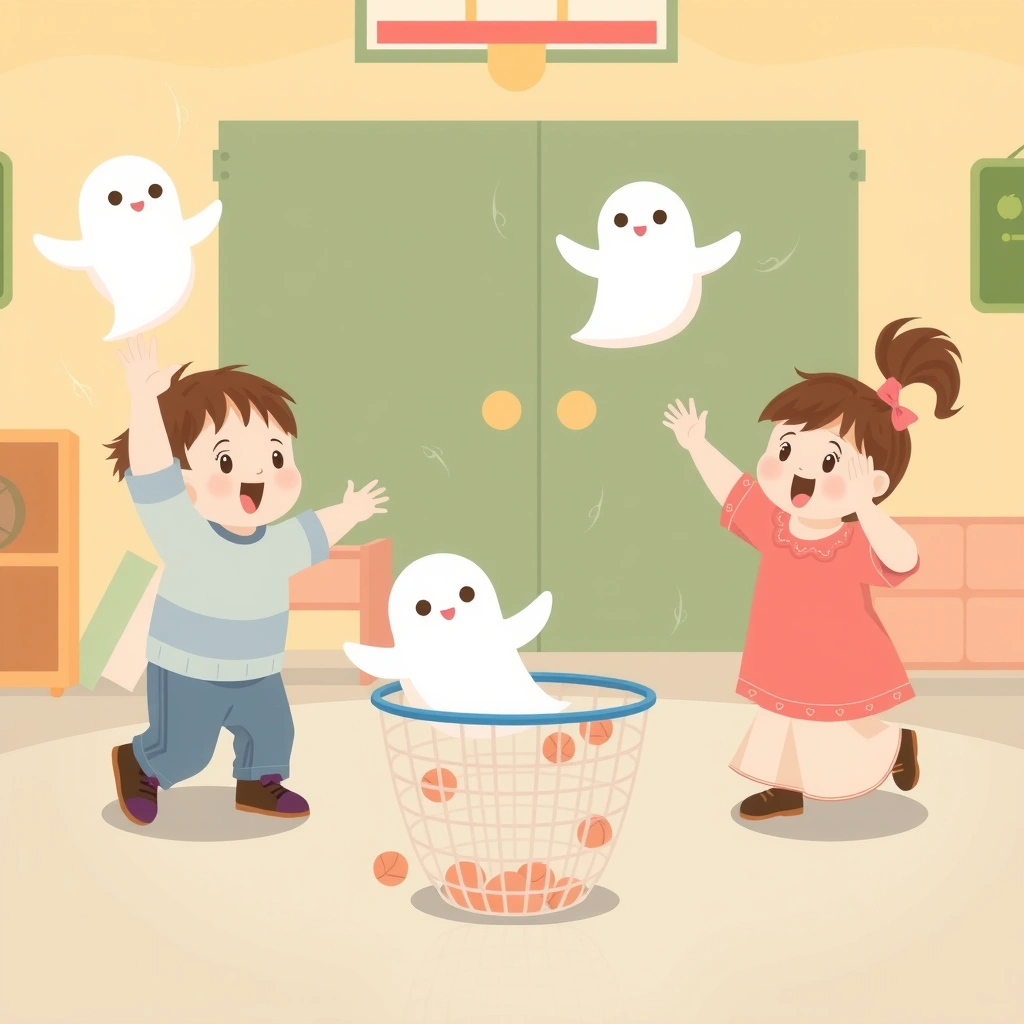 Ilustracja do stacji B — Przerzucanie duszków - Materiały - Halloween