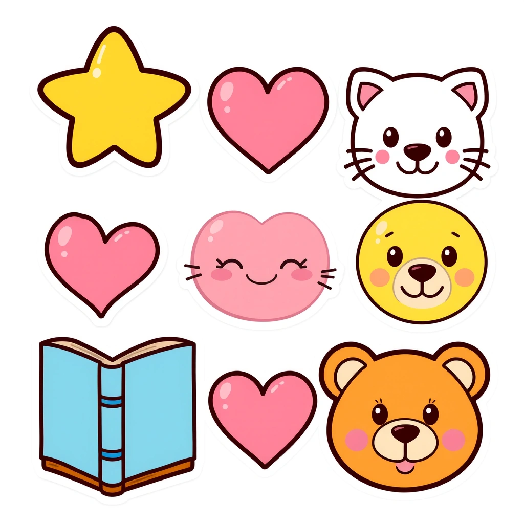 Arkusz z naklejkami — zestaw prostych ikon - Materiały - Dzień Książki dla Dzieci