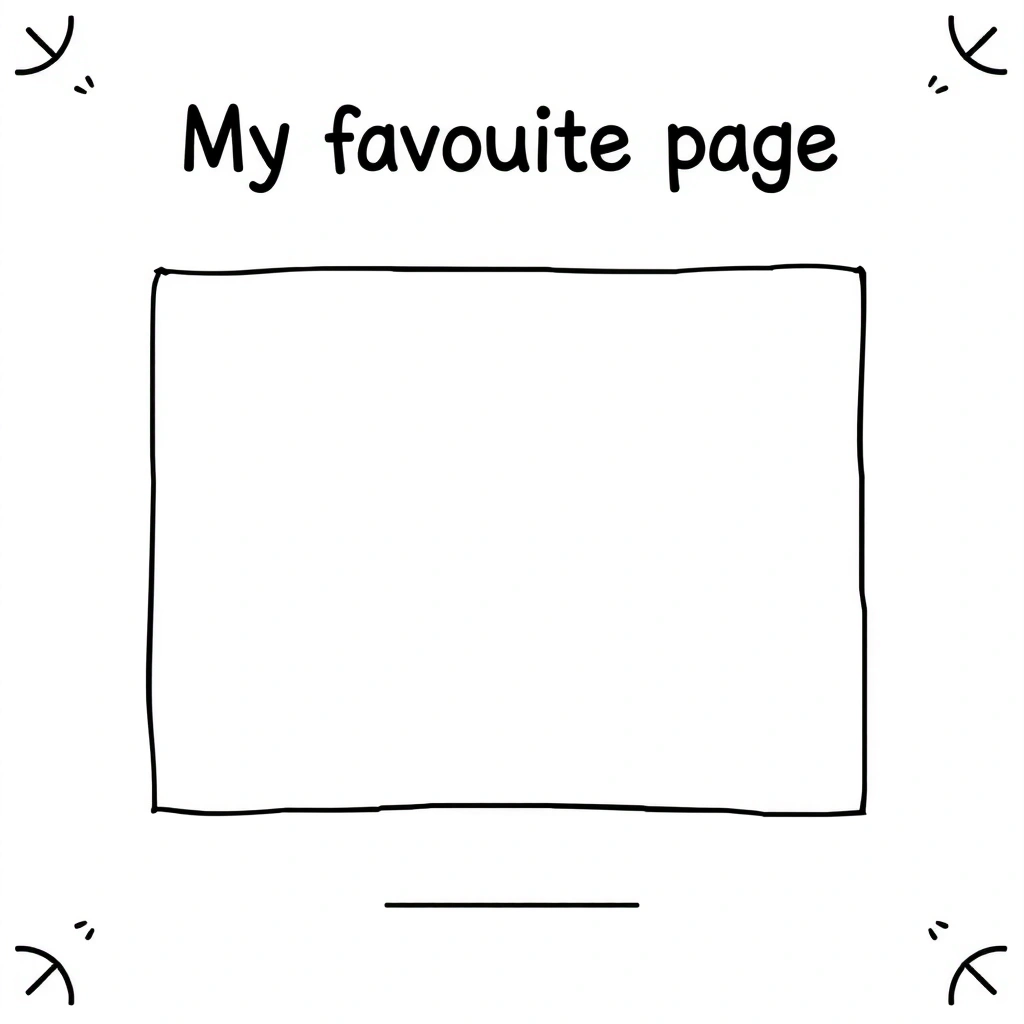 Szablon: 'Moja ulubiona strona' — ramka do kolorowania - Szablony - Dzień Książki dla Dzieci