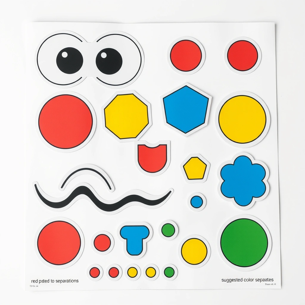 Arkusz naklejek: oczka, kółka i fale - Szablony - Dzień Ryby