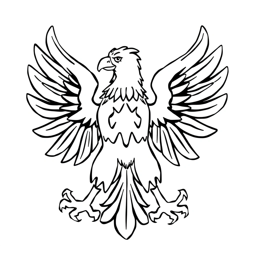 Prosta kolorowanka: stylizowany orzeł dla dzieci - Kolorowanki - Święto Niepodległości