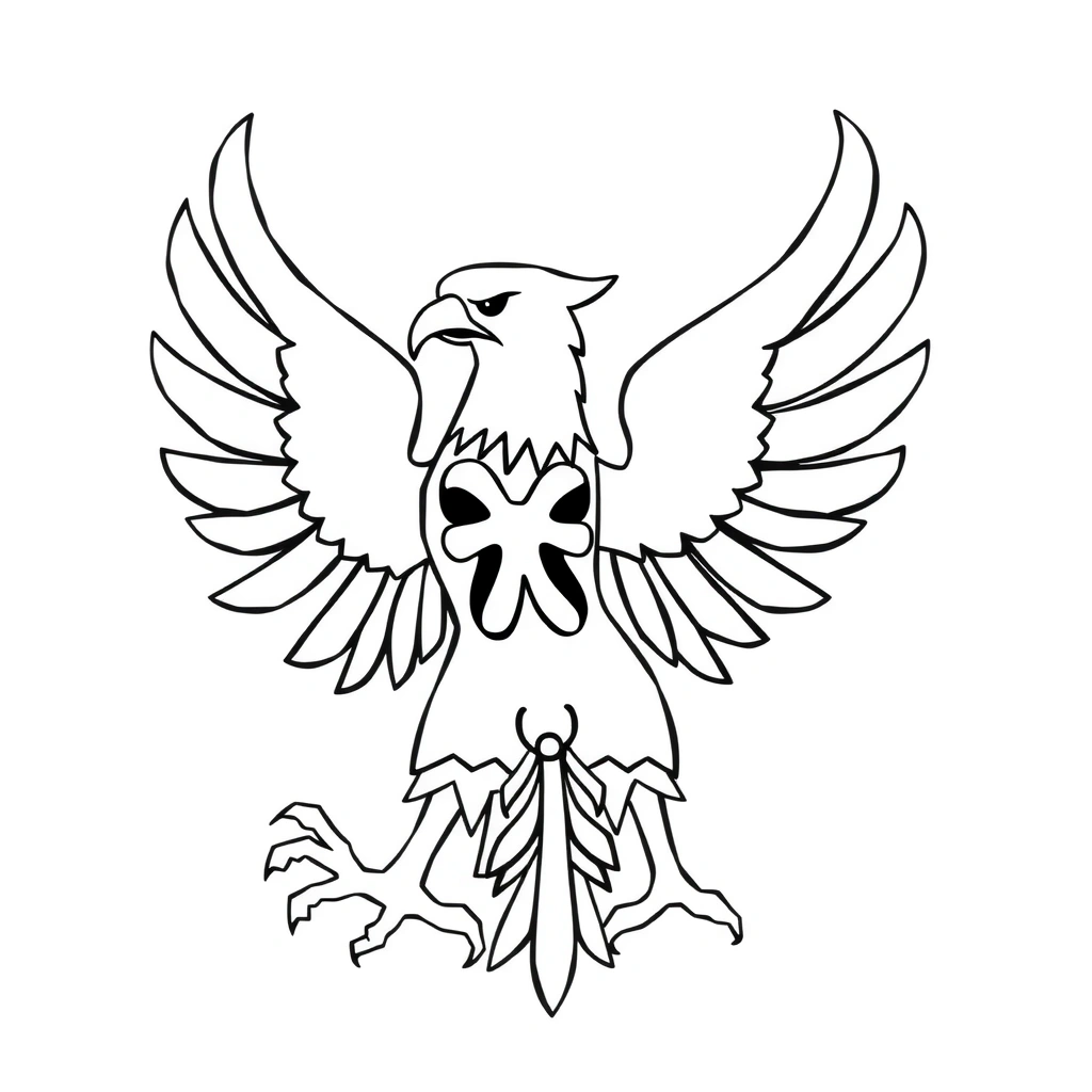 Prosta kolorowanka: stylizowany orzeł dla dzieci - Kolorowanki - Święto Niepodległości