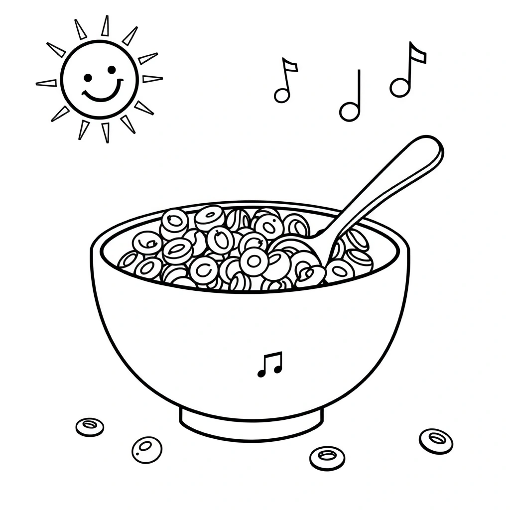 Kolorowanka: Płatki śniadaniowe i miseczka - Kolorowanki - Dzień Płatków Śniadaniowych