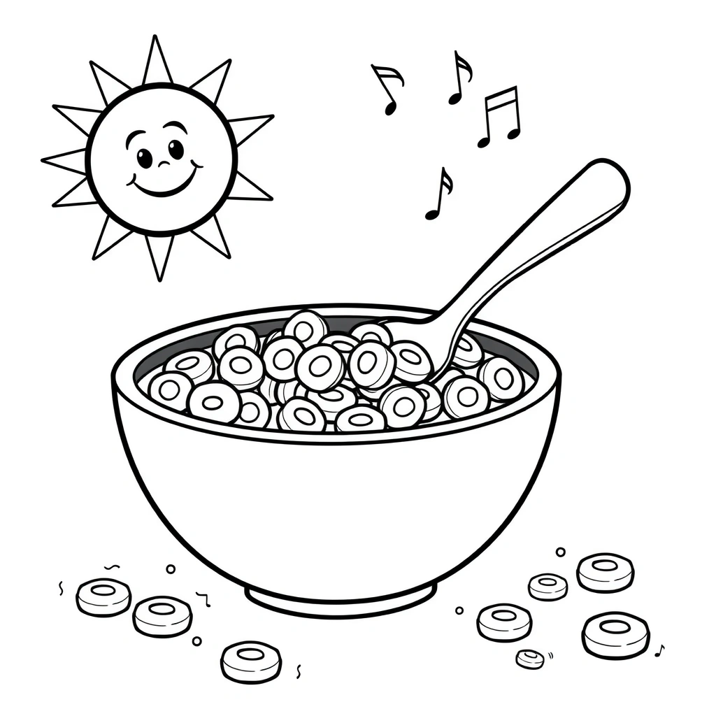 Kolorowanka: Płatki śniadaniowe i miseczka - Kolorowanki - Dzień Płatków Śniadaniowych