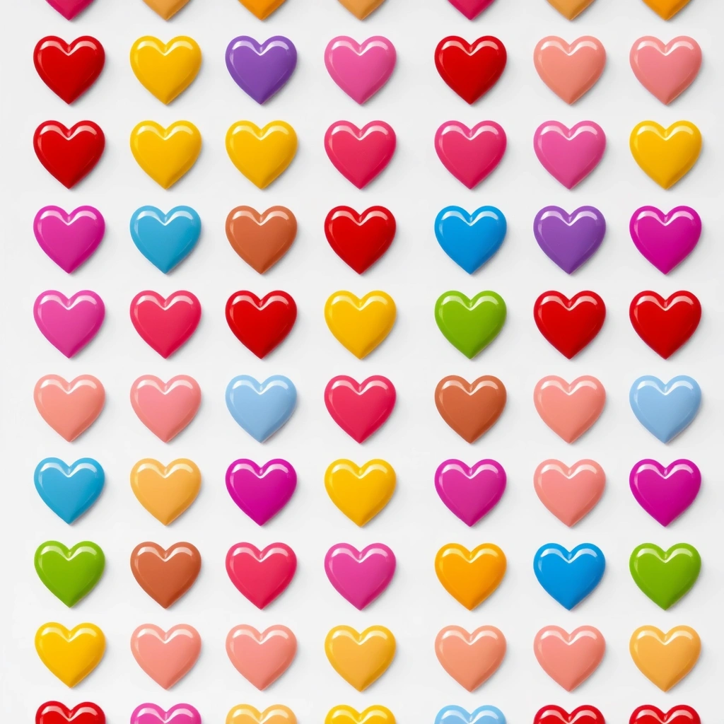 Arkusz naklejek: kolorowe serduszka - Szablony - Walentynki