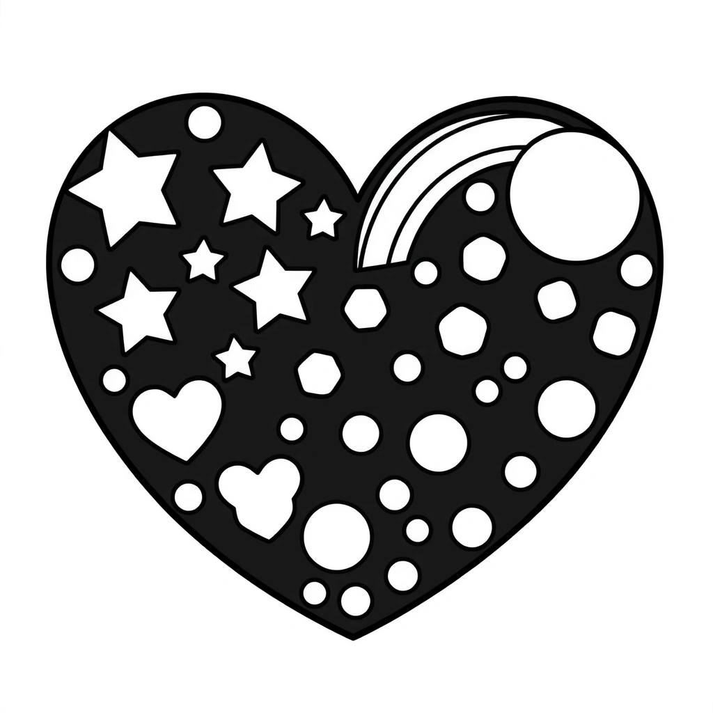 Kolorowanka: duże serce z prostymi wzorami - Kolorowanki - Walentynki