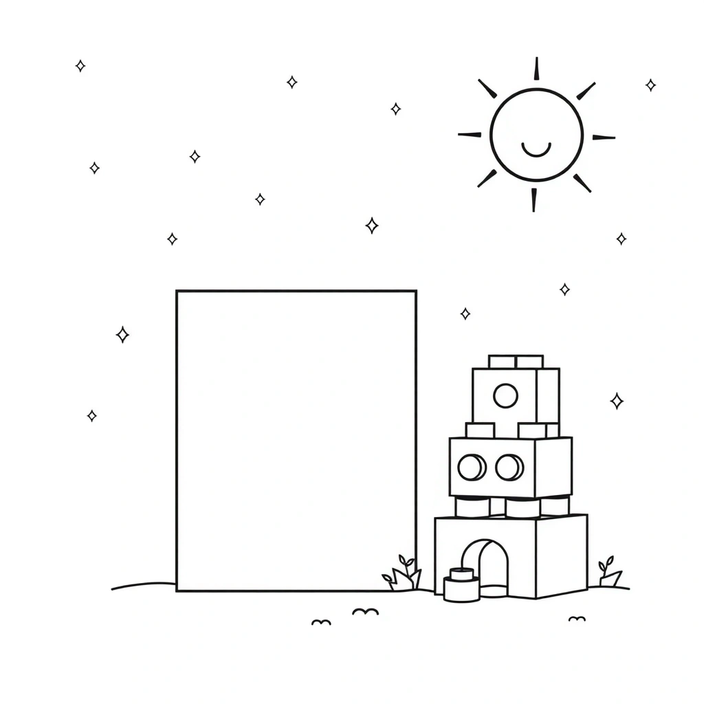 Kolorowanka — Duży klocek i wieża - Kolorowanki - Międzynarodowy Dzień Lego