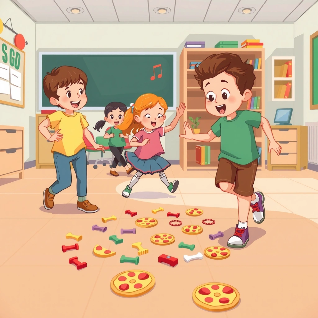 Gra 'Składniki na pizzę' — scena zbierania - Materiały - Dzień Pizzy (luty)