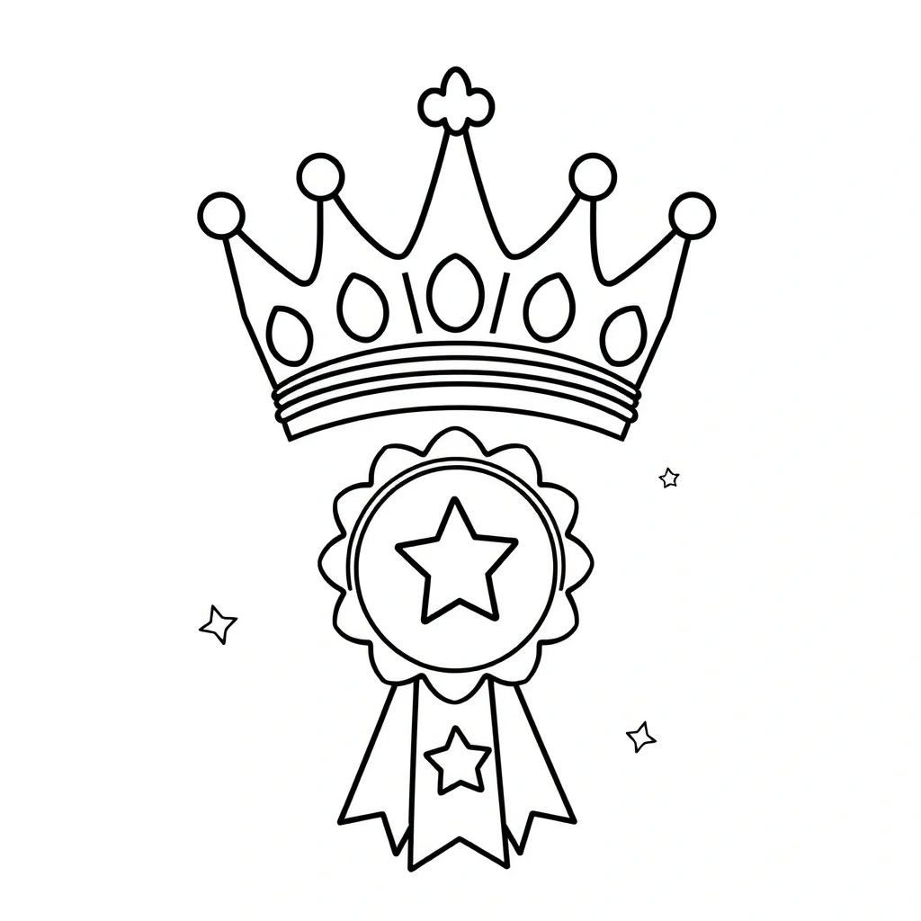 Kolorowanka: Korona i medal - Kolorowanki - Dzień Dziecka