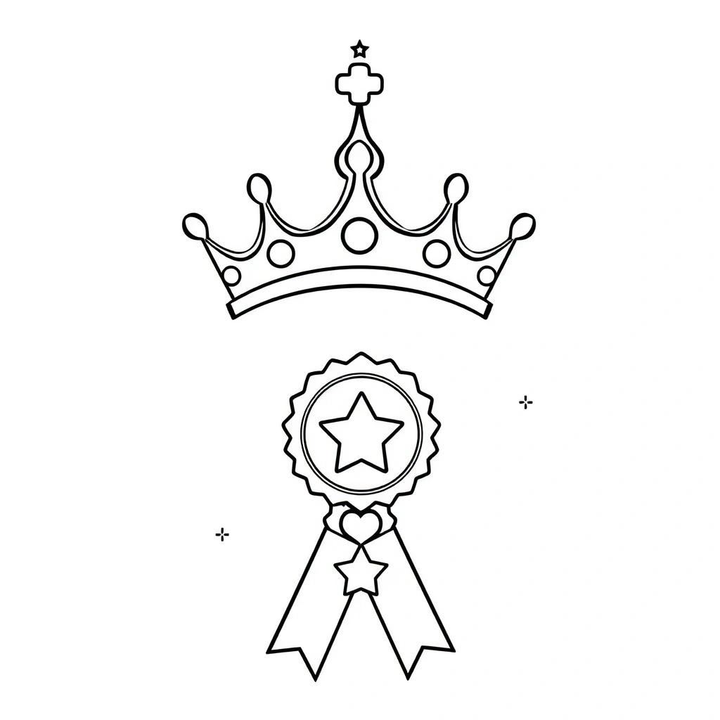 Kolorowanka: Korona i medal - Kolorowanki - Dzień Dziecka