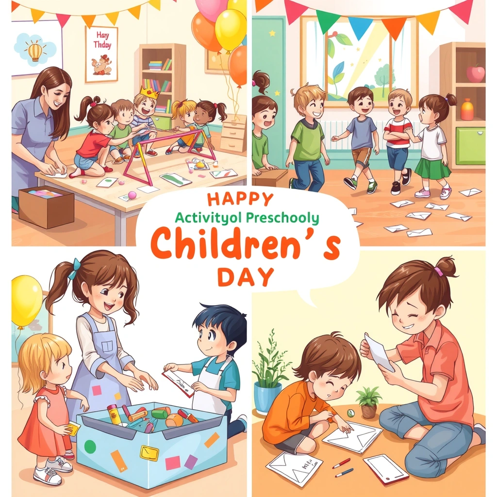 Zdjęcie/ilustracja promocyjna: Dzieci bawiące się w stacjach - Materiały - Dzień Dziecka