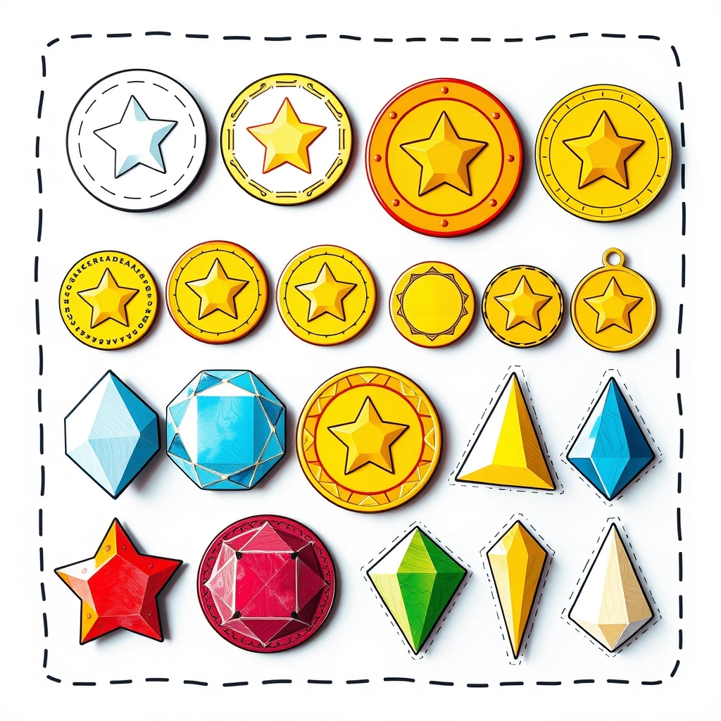 Papierowe skarbki — monety i kamienie (szablon) - Szablony - Dzień Łodzi Podwodnej