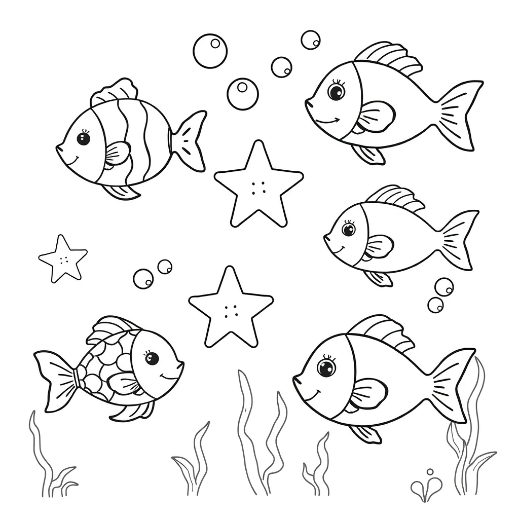 Rybki do wycięcia — kolorowanka - Kolorowanki - Dzień Łodzi Podwodnej