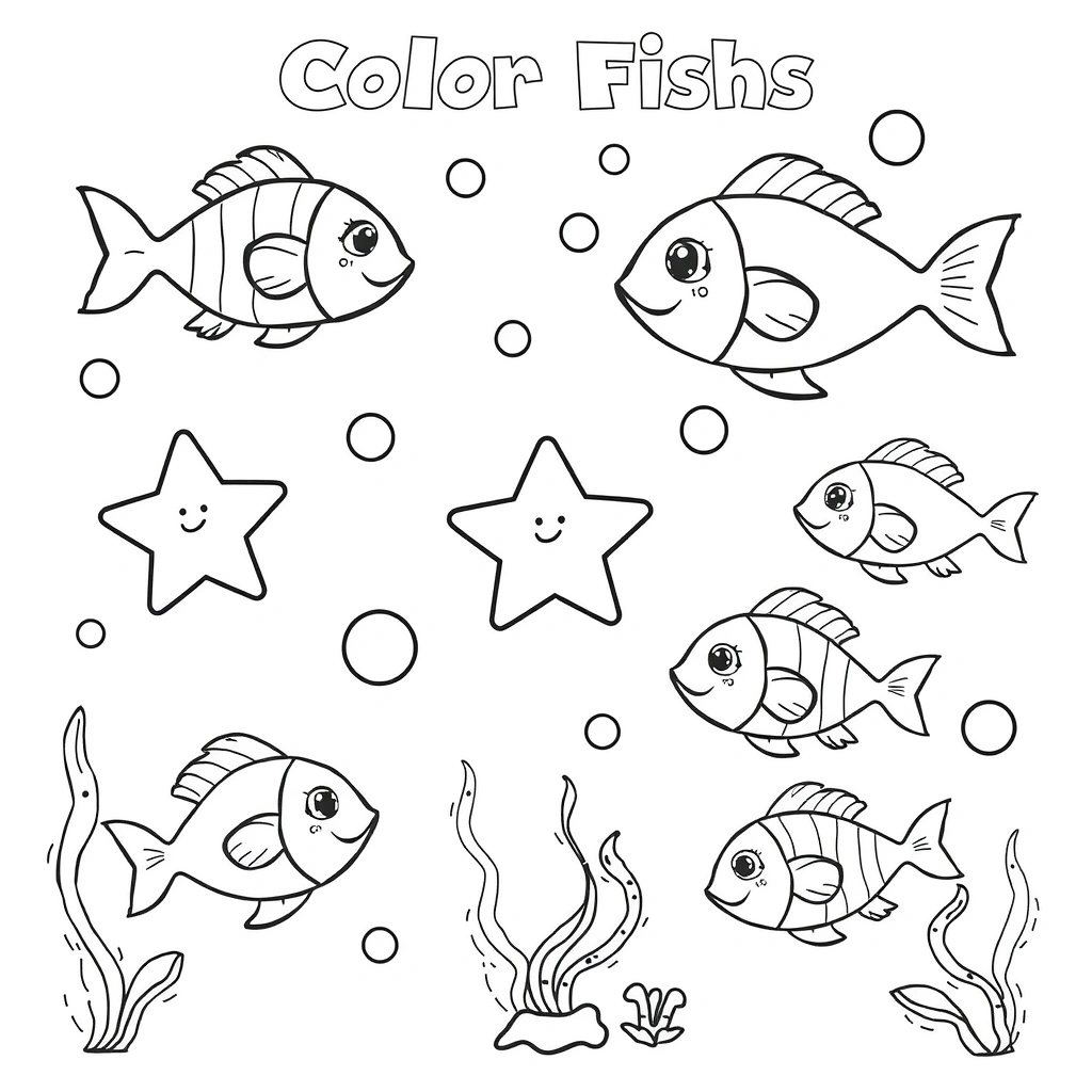 Rybki do wycięcia — kolorowanka - Kolorowanki - Dzień Łodzi Podwodnej