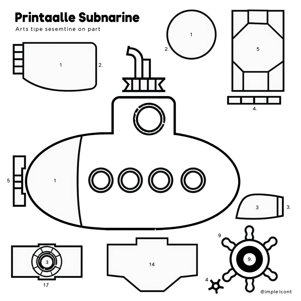 Szablon łodzi podwodnej do wycięcia - Szablony - Dzień Łodzi Podwodnej