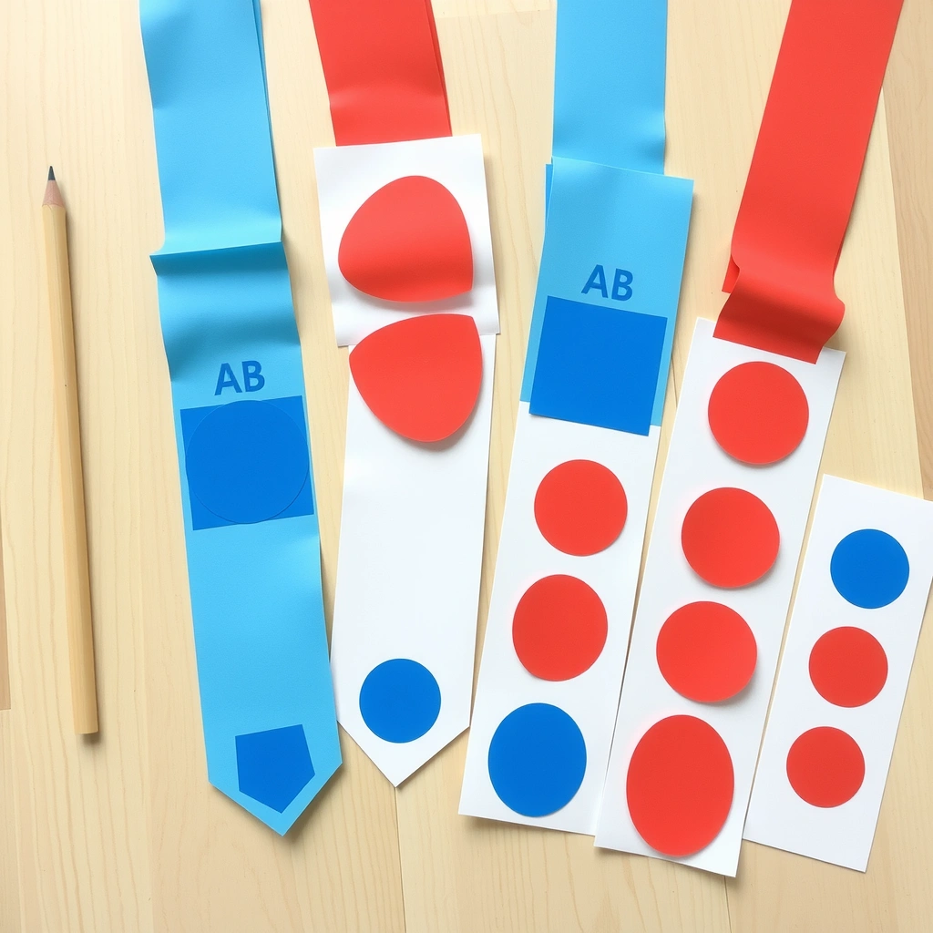 Wzory na krawatach — przykłady AB i ABC - Kolorowanki - Dzień Mężczyzn