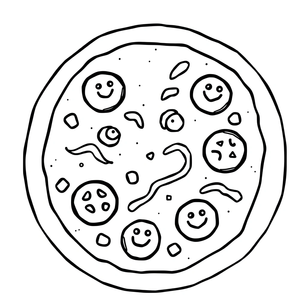 Kolorowanka: prosta pizza do kolorowania - Kolorowanki - Dzień Pizzy
