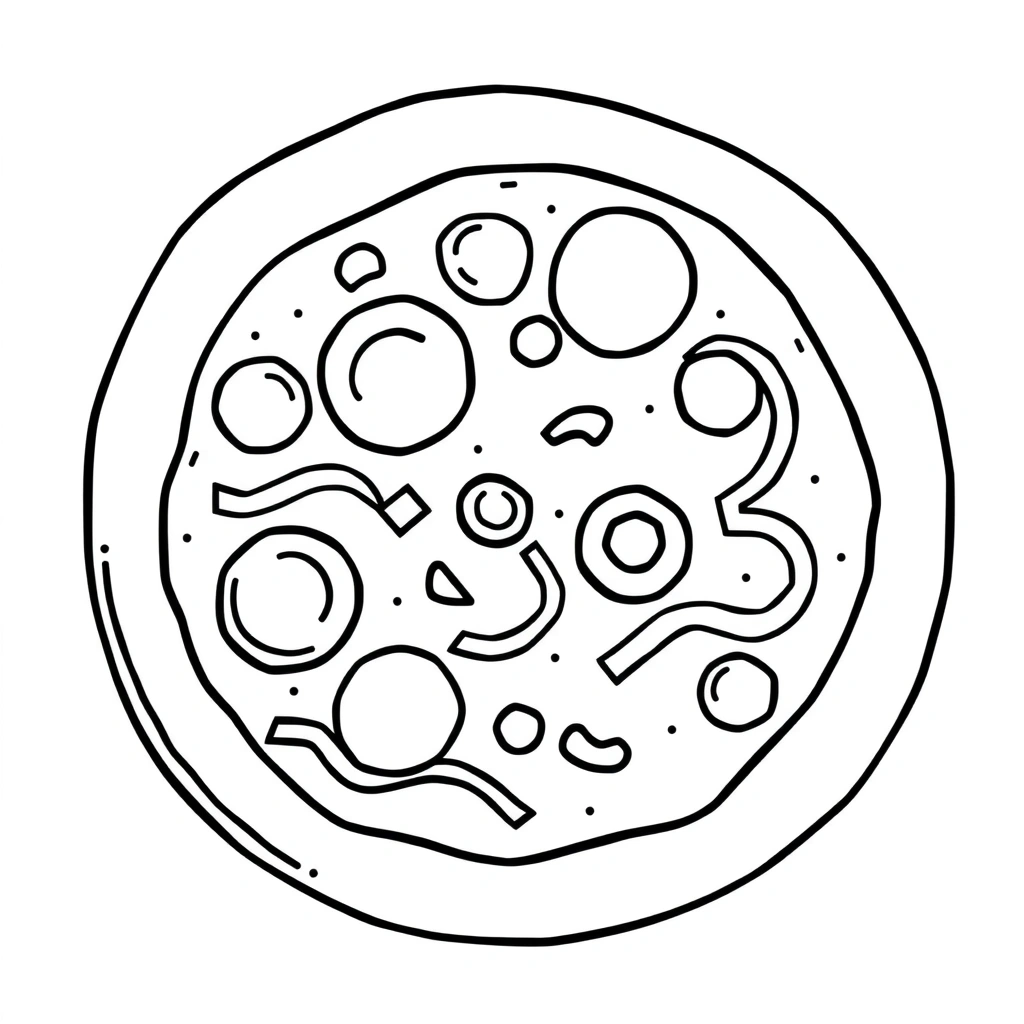 Kolorowanka: prosta pizza do kolorowania - Kolorowanki - Dzień Pizzy
