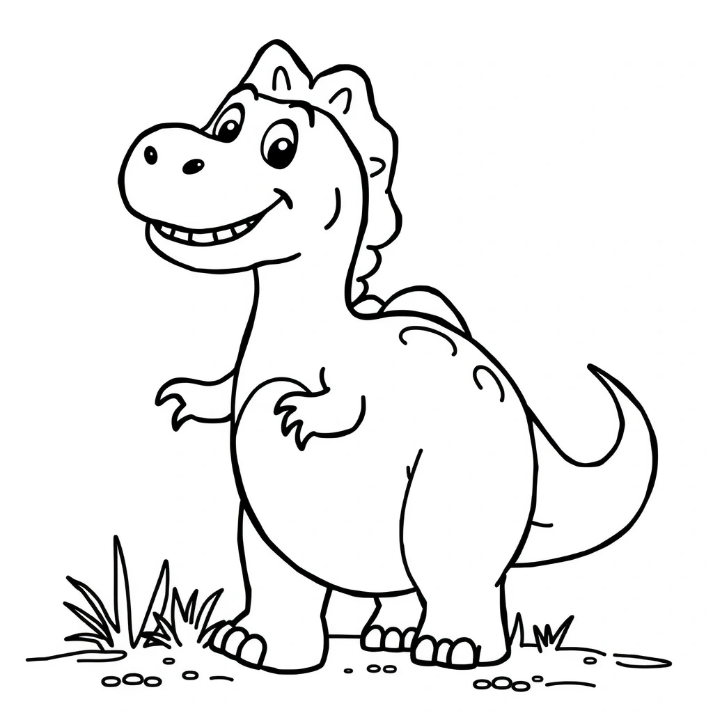 Kolorowanka: Duży prosty dinozaur do paluszkowego malowania - Kolorowanki - Dzień Dinozaura