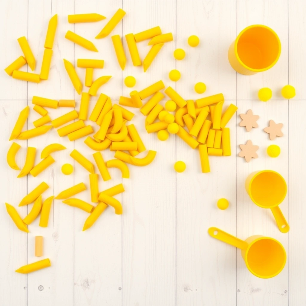 Flatlay sensorycznego pojemnika (materiały) - Materiały - Dzień Pszczoły