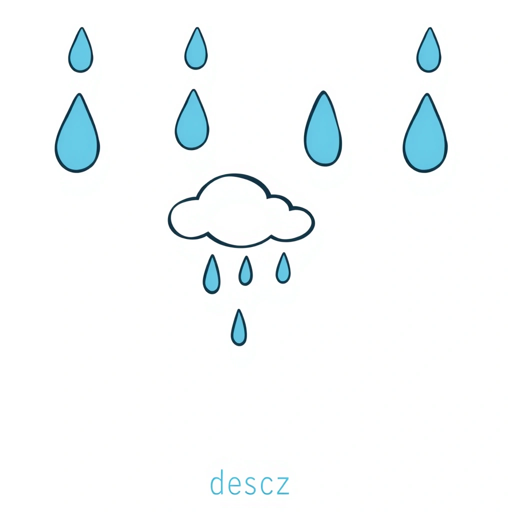 Karta: deszcz (flashcard) - Szablony - Pierwszy Dzień Wiosny