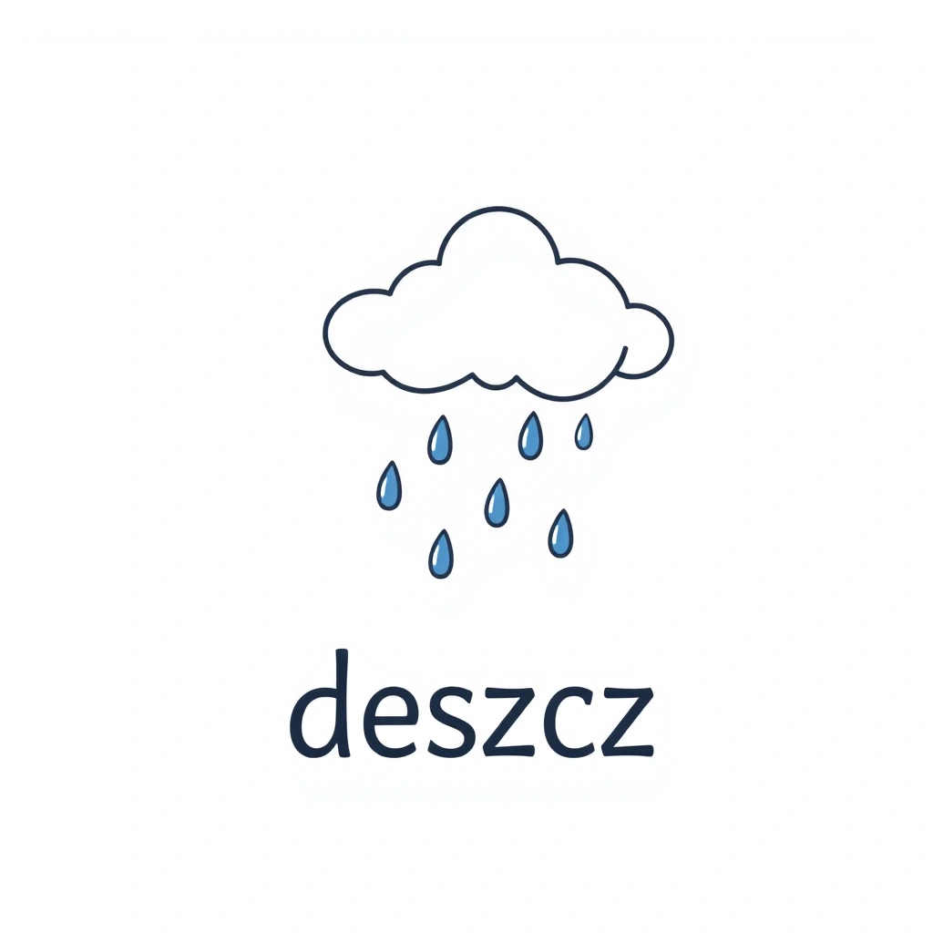 Karta: deszcz (flashcard) - Szablony - Pierwszy Dzień Wiosny