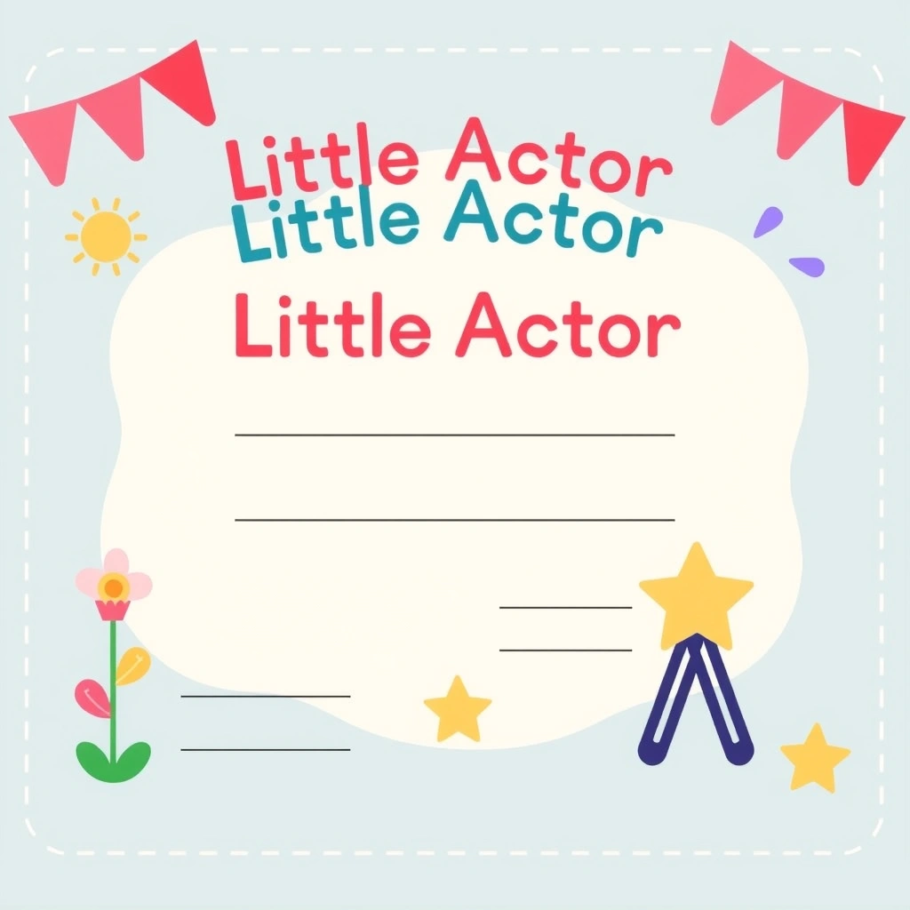 Dyplom uczestnictwa — Mały Aktor - Szablony - Pierwszy Dzień Lata
