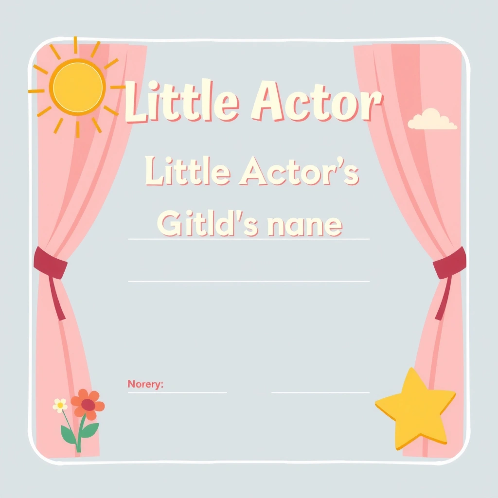 Dyplom uczestnictwa — Mały Aktor - Szablony - Pierwszy Dzień Lata