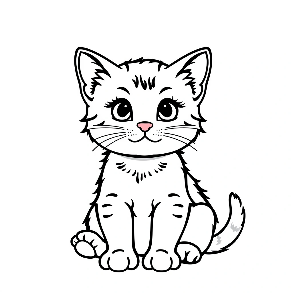 Kolorowanka: siedzący kotek - Kolorowanki - Dzień Kota