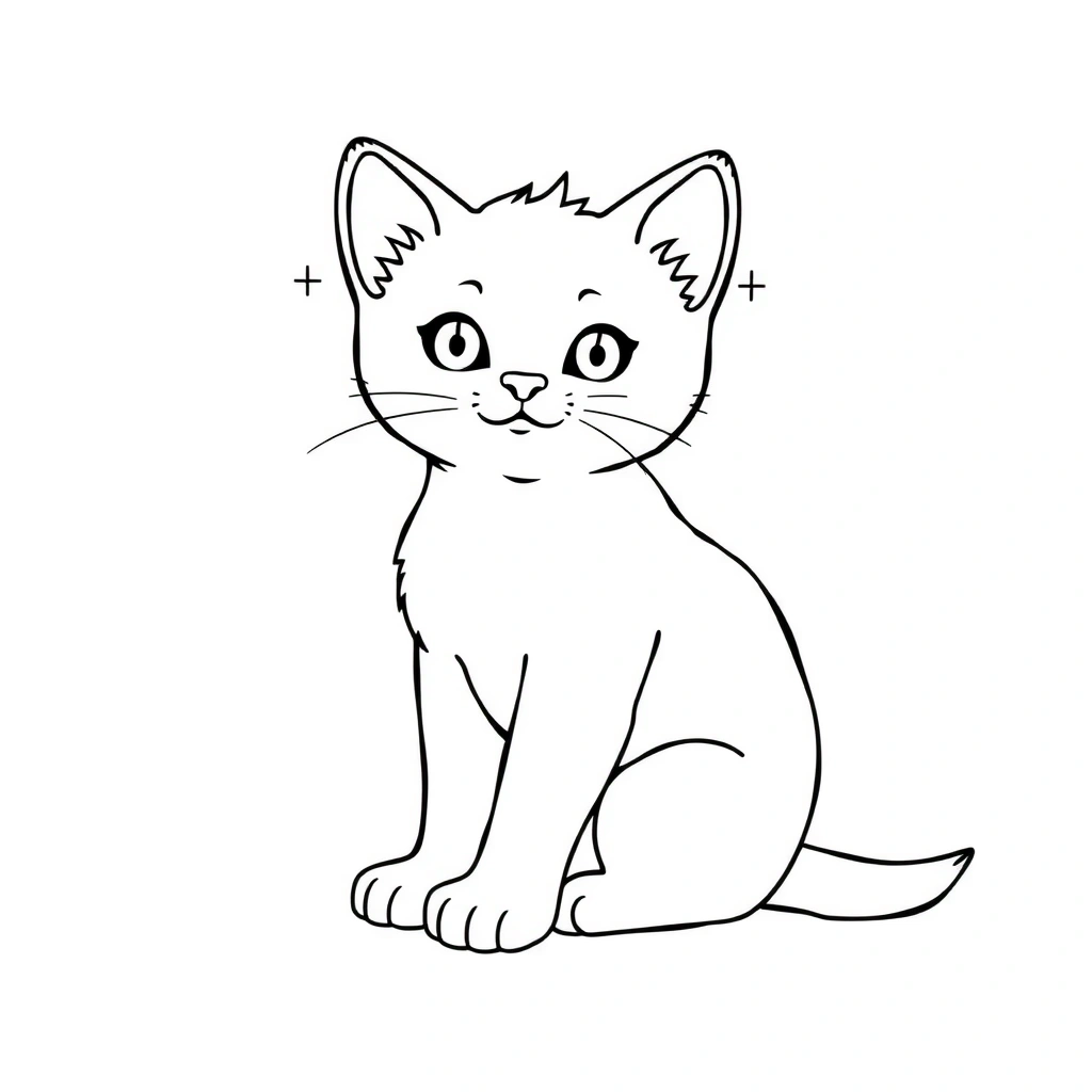 Kolorowanka: siedzący kotek - Kolorowanki - Dzień Kota