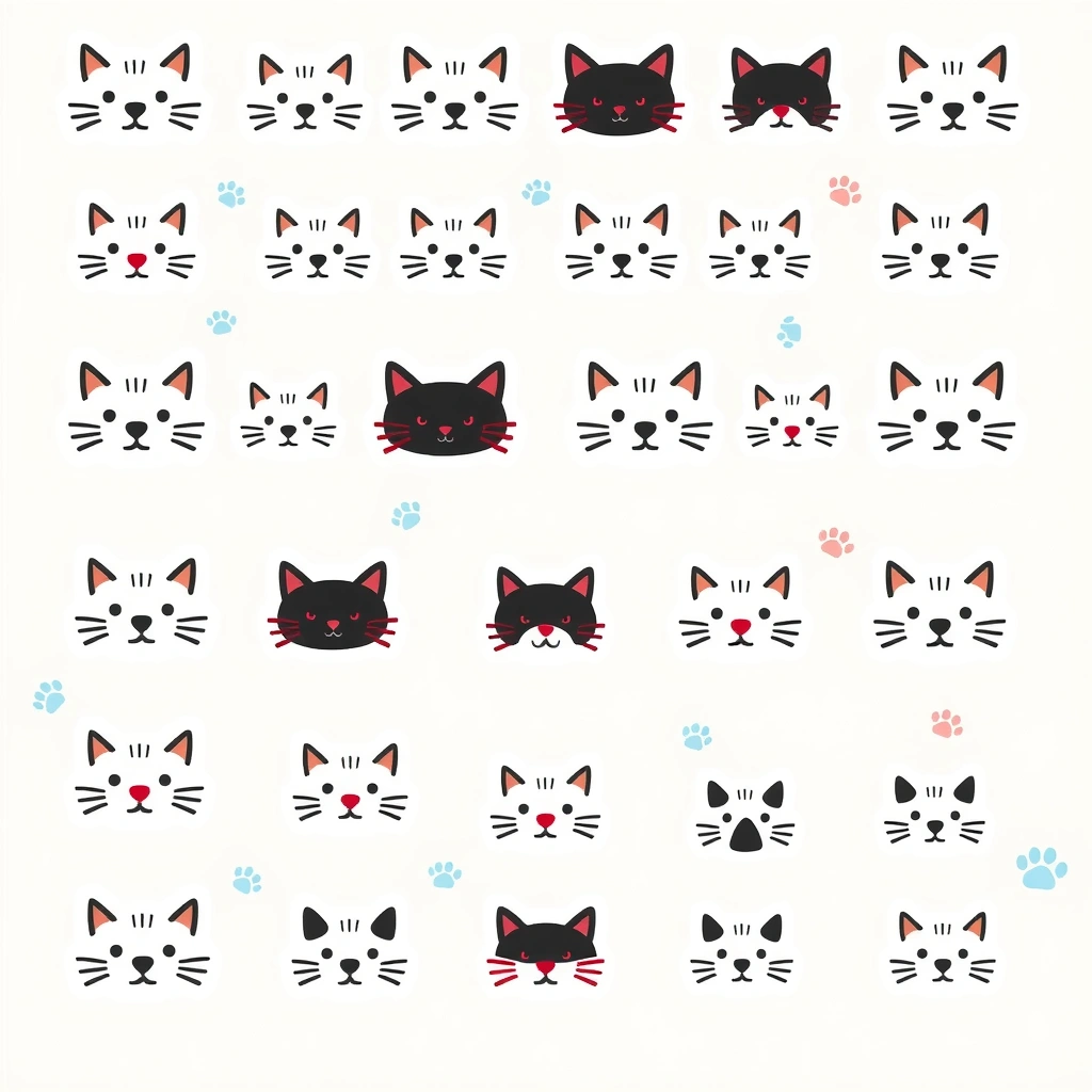Naklejki na twarz — wzory kocie - Szablony - Dzień Kota