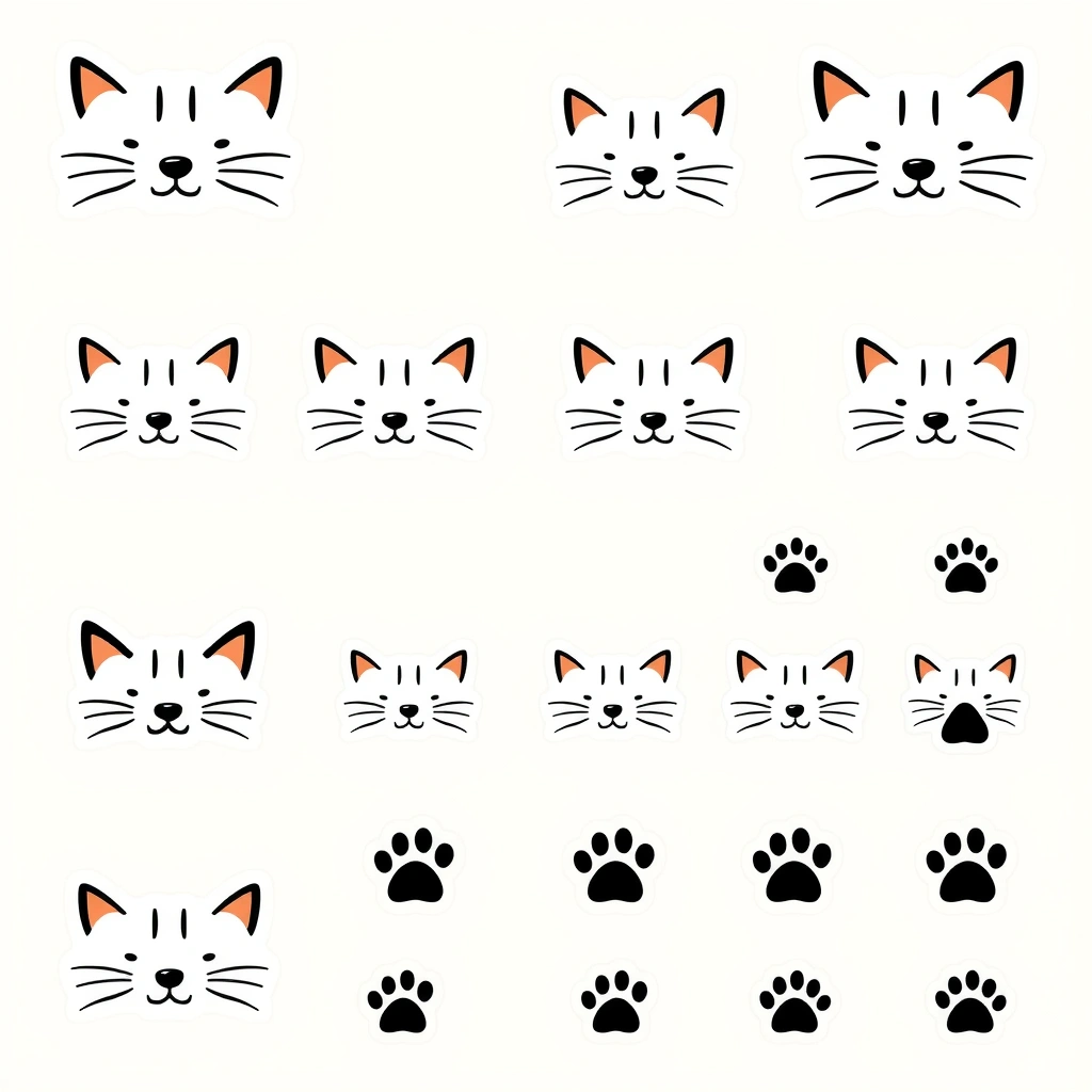 Naklejki na twarz — wzory kocie - Szablony - Dzień Kota
