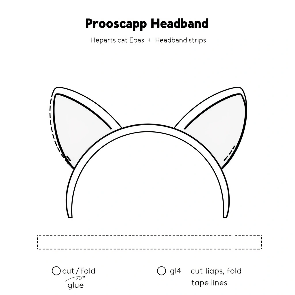 Opaska z uszami — szablon - Szablony - Dzień Kota