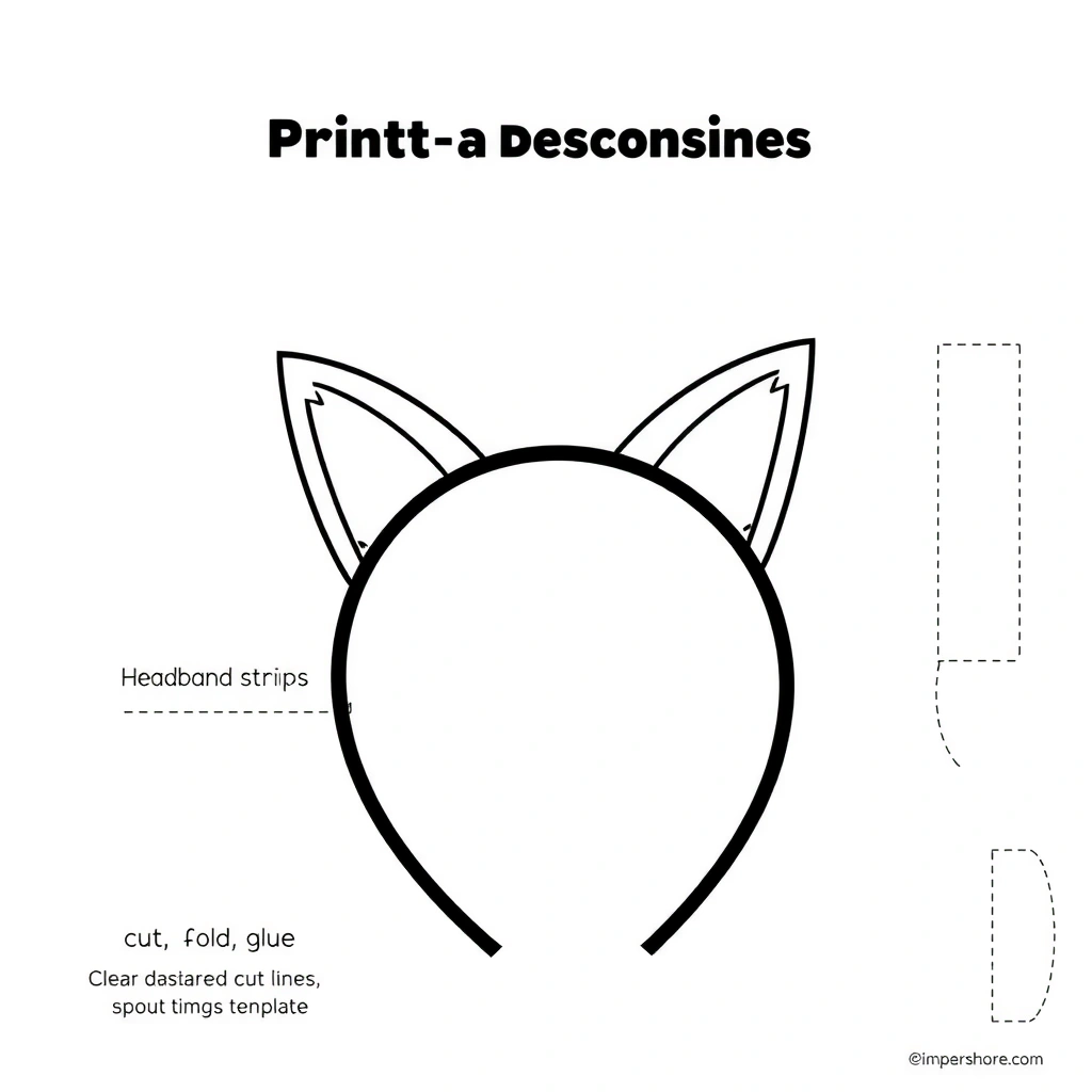 Opaska z uszami — szablon - Szablony - Dzień Kota