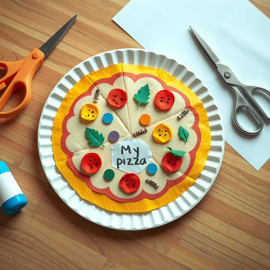 Przykład pracy plastycznej 'Moja pizza' (wzór do pokazania) - Materiały - Dzień Pizzy (luty)