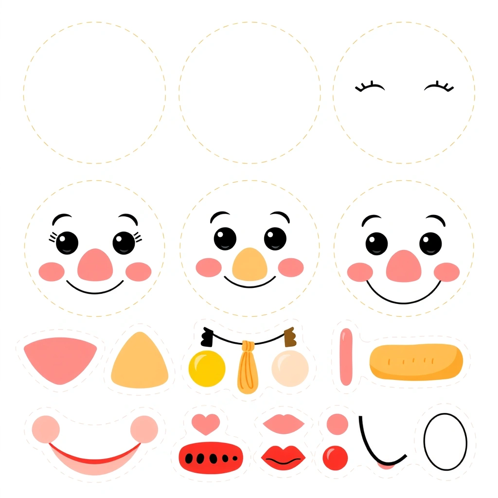 Szablon twarzy i elementy do naklejek - Szablony - Prima Aprilis